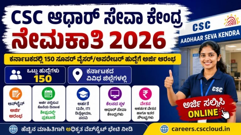 Karnataka Aadhaar Seva Kendra Jobs 2026