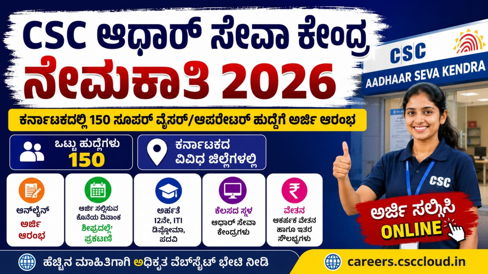 Karnataka Aadhaar Seva Kendra Jobs 2026